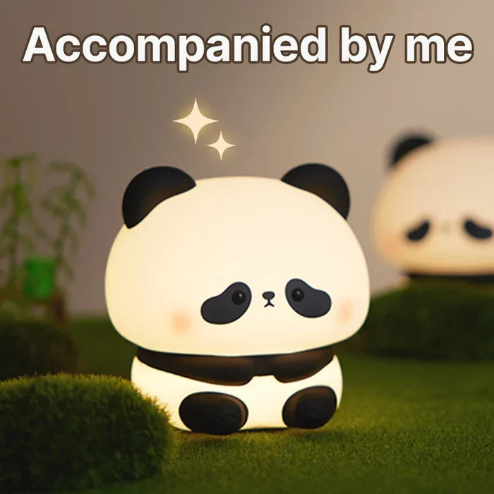Glowing panda LED night light front view with round head and small feet