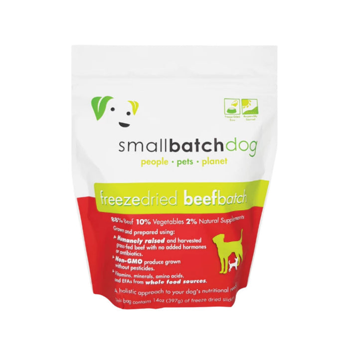 Smallbatch Freeze Dried Raw Dog Food 14oz - Grain-Free Natural Complete & Balanced Meal Beef