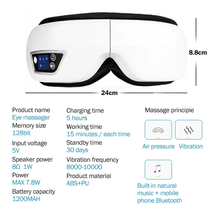 Smart Eye Massager with Heat & Vibration for Deep Relaxation