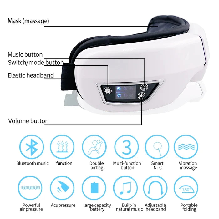 Smart Eye Massager with Heat & Vibration for Deep Relaxation