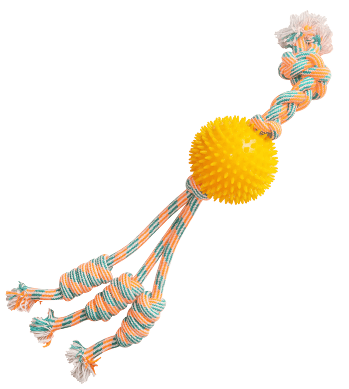 SnugArooz FEEL'N SPIKEY Rope, Spiky Ball & Tug Toy: 22" - Glad Dogs Nation | ALL Profits Donated