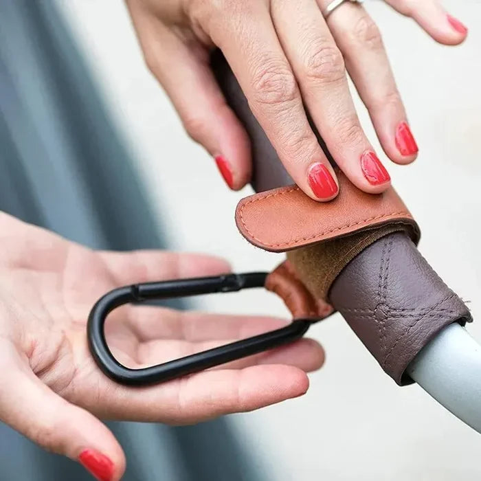 Stroller Hooks for Bags – Strong, PU Leather, Hands-Free Travel