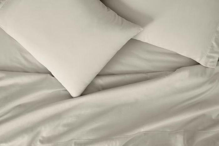 Close-up of SuperSoft sheets, oatmilk