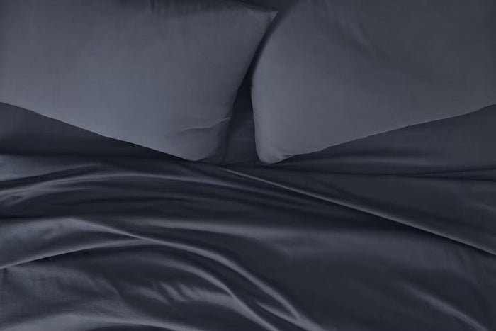 Close-up of SuperSoft sheets, indigo