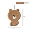 Brown sitting teddy bear hand towel with stitched bear face and small outline seams
