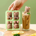 Teddy bear ice mold with four bear-shaped compartments and paw detail cavities