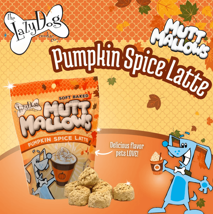 The Lazy Dog Cookie Co. Mutt Mallows Pumpkin Spice Latte Soft-Baked Dog Treats, 5-oz bag - Glad Dogs Nation | ALL Profits Donated