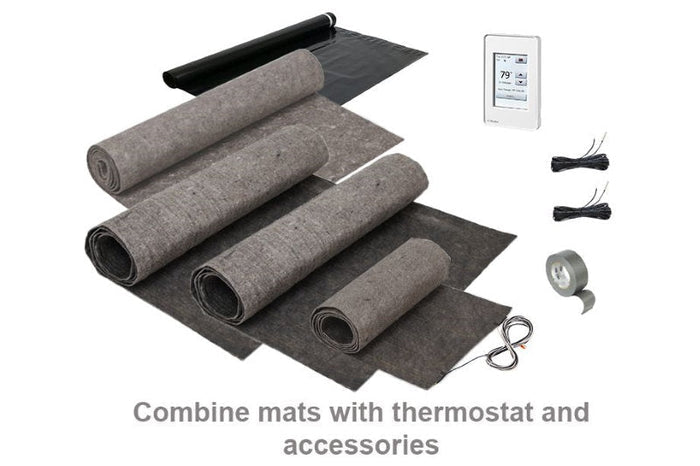 ThermoFloor electric radiant floor heating mat with integrated underlayment for floating floors