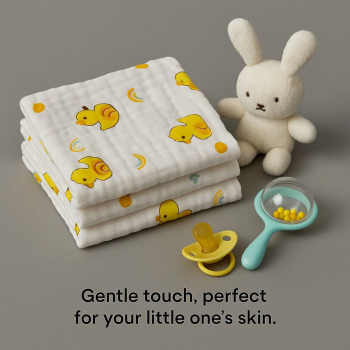 TiniTot 6 Layer Muslin Baby Face Towel | Wash Cloth & Burp Cloth | Pack of 10 | Multicolor Prints