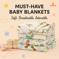 TiniTot Baby Muslin Swaddle Blanket | Pack of 3 | 100% Breathable Cotton | Newborn to 12 Months | Animal Print