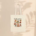 ’Tis the Season Halloween Cotton Canvas Tote Bag – Retro Illustrated Collage | 12oz Heavy Canvas | 15” × 16” | Spooky Season Tote