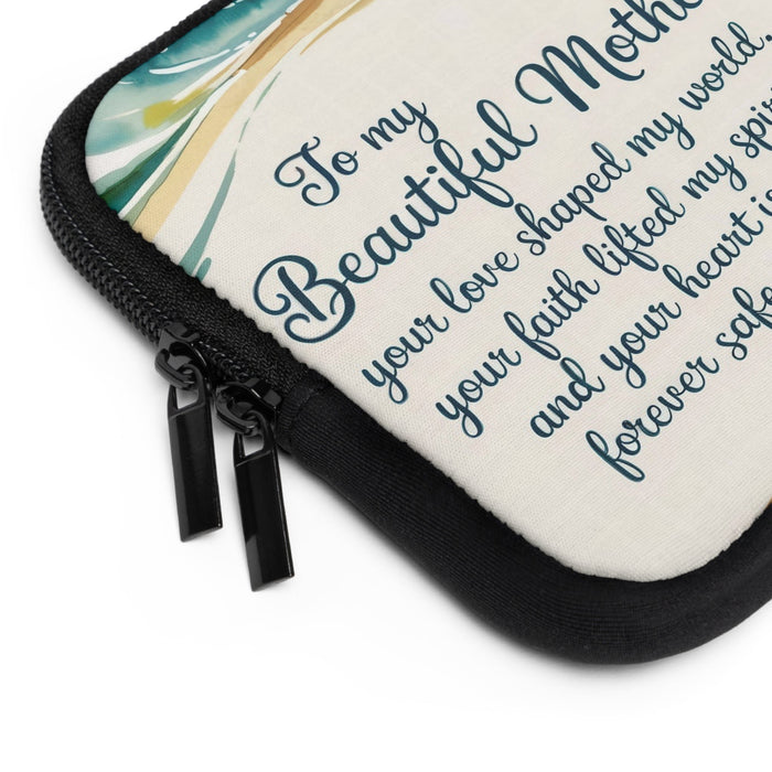 To My Beautiful Mother Laptop Sleeve – Ocean Watercolour Beach Scene | Foam-Padded Water-Resistant Neoprene | 5 Sizes | Gift for Mom