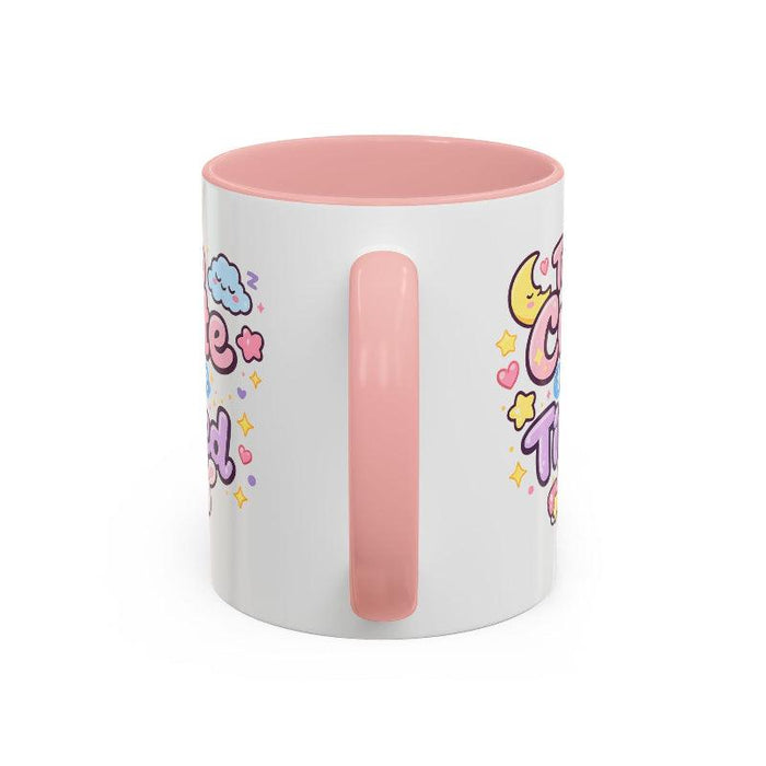 Kawaii bunny mug with pink interior and handle, showing side cloud and star accents