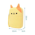 Yellow cat-shaped travel cable organizer pouch with zipper and small hanging loop