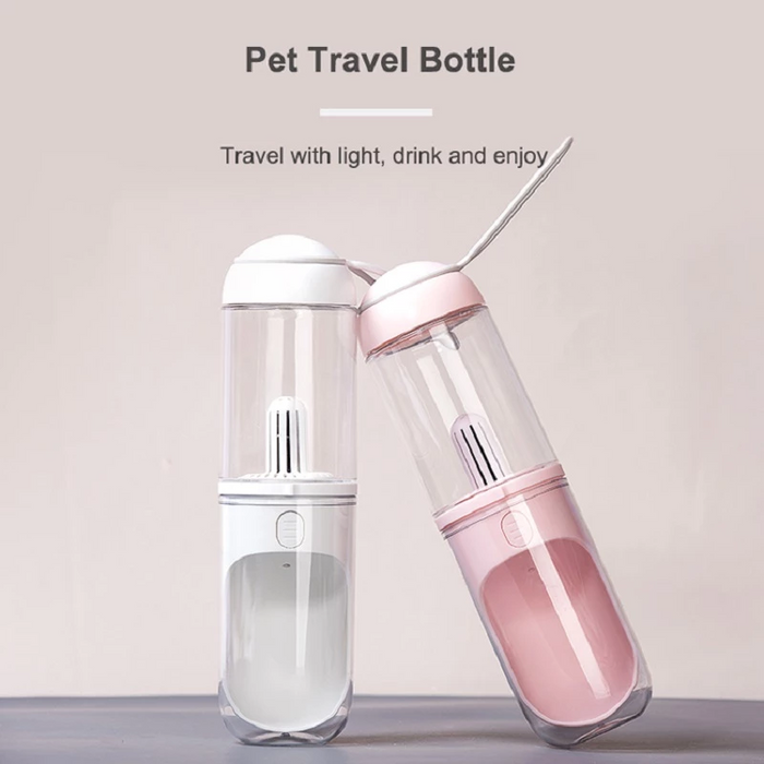 Portable travel water bottle and dispenser for pets