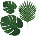 Green tropical leaves stickers cutouts, set of assorted leaf shapes