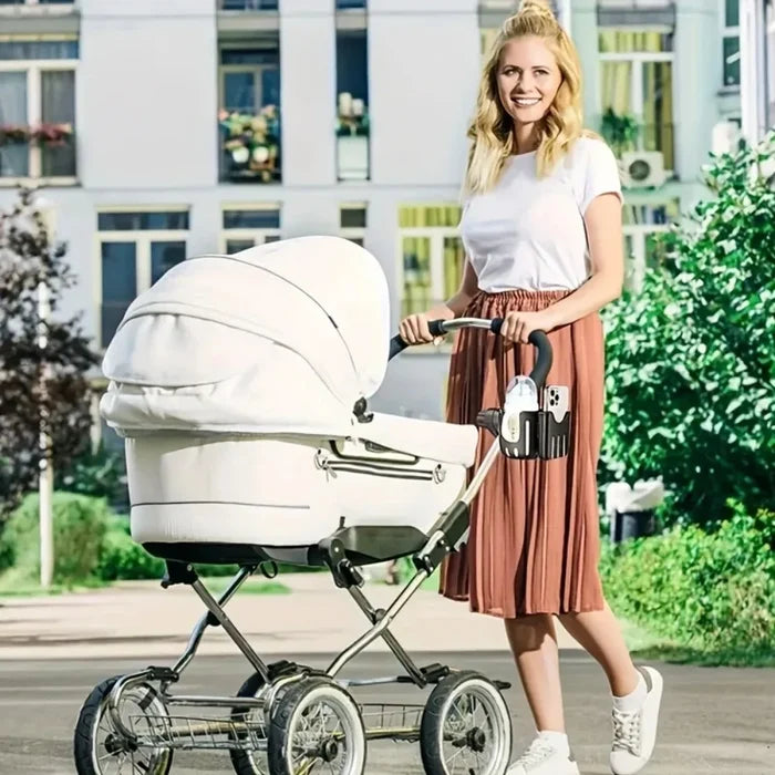 Universal Stroller Cup Holder with Phone Mount for Easy Travel