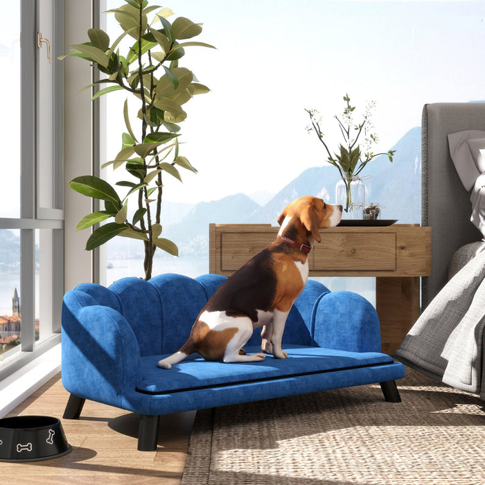 Velvet pet sofa with pearl-detail backrest