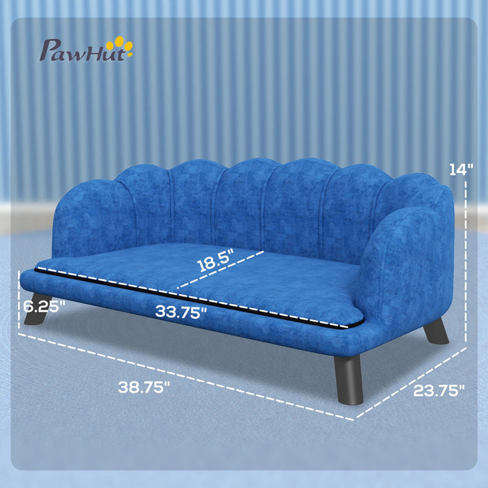 Velvet Pet Sofa with Pearl Backrest