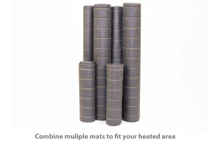 Non-embedding electric floor heating WarmStep mats of various sizes for floating, nail and glue down and nail assist for engineered and solid wood floors