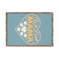 We Love Mama Woven Cotton Blanket – Retro Boho Heart Design | 100% Cotton with Fringed Edges | 3 Sizes | Mother’s Day Gift for Mama