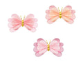 Pink tissue paper butterfly hanging decor with gold center loop, set of three