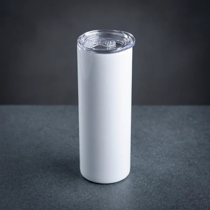 White Skinny Stainless Steel Tumbler 20 oz (600 ml)