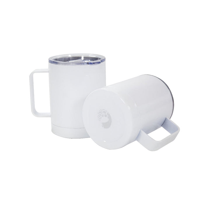 White stainless steel tumbler with handle 400 ml for sublimation