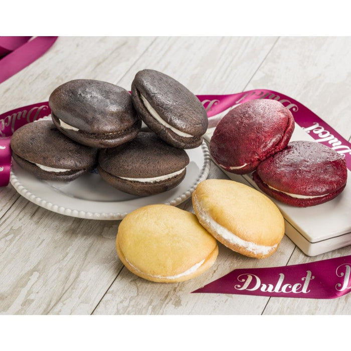Assorted whoopie pies gift set with chocolate, lemon, and red velvet pies