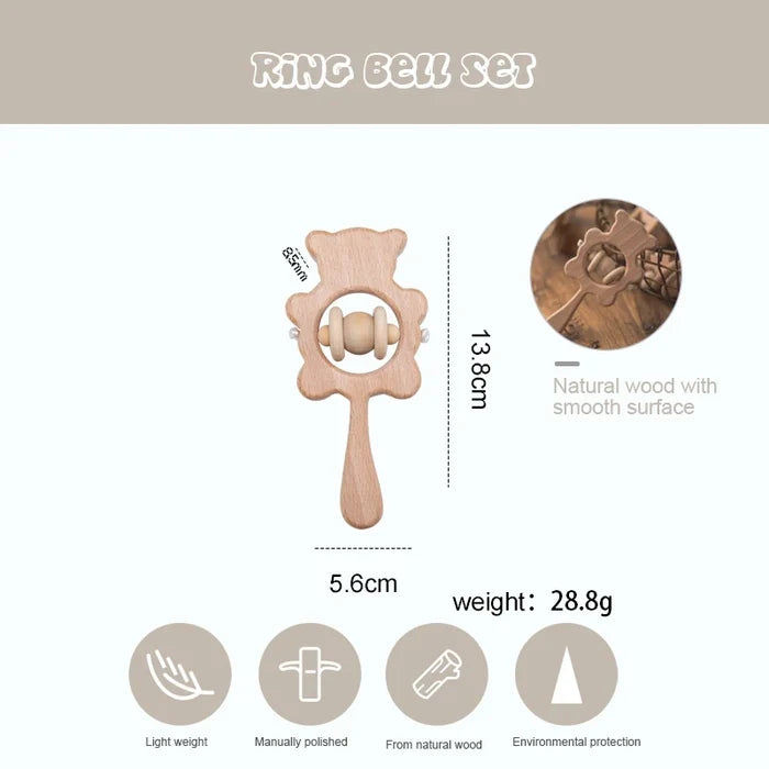 Wooden Baby Rattles – Musical Montessori Teether Toy