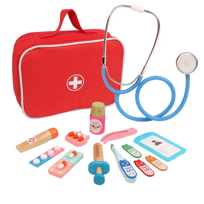 Wooden Doctor Play Set Educational Role Play Toy for Kids