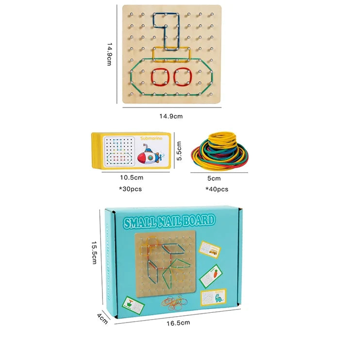 Wooden Geoboard Puzzle for Creative Math Learning Fun