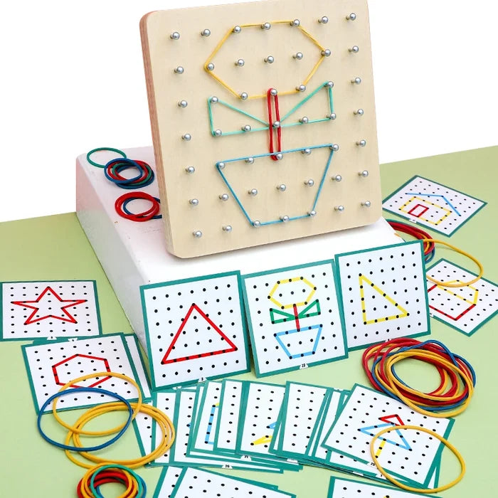 Wooden Geoboard Puzzle for Creative Math Learning Fun