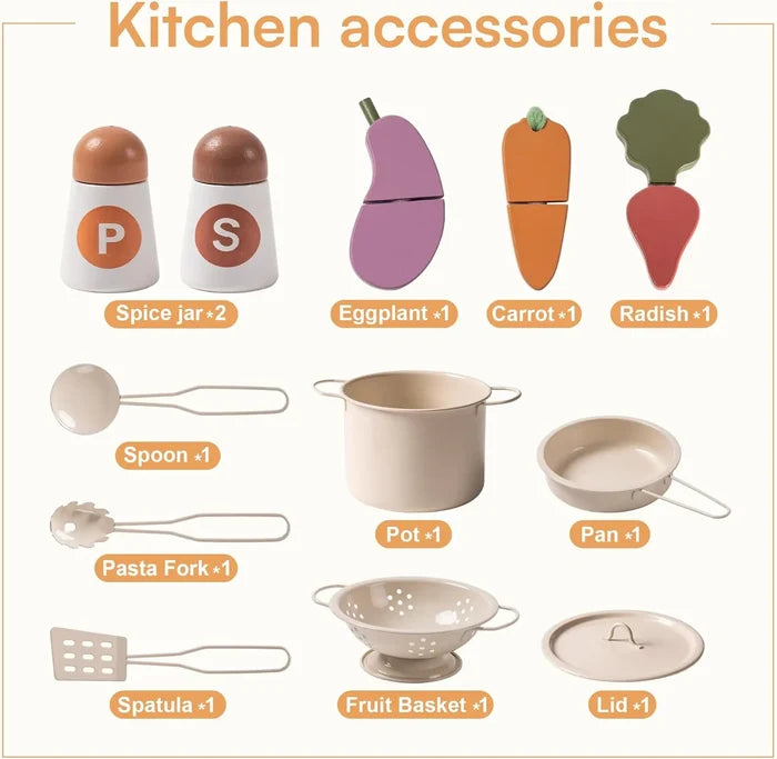 Wooden Kids Kitchen Playset – Realistic Design for Creative Play