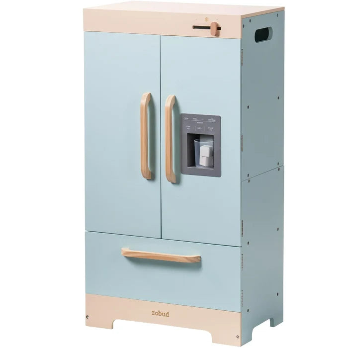Wooden Play Kitchen Fridge with Ice Dispenser for Kids