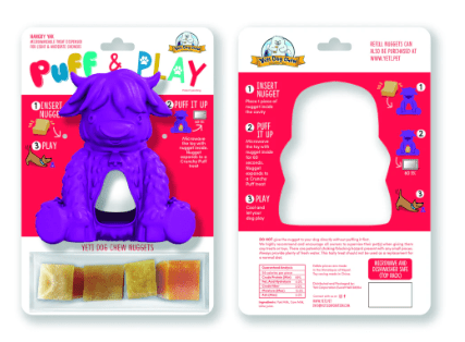 Yeti Dog Yak Cheese Chew Puff & Play Dog Chew Treat Dispenser: Hangry Yak Orange or Purple - Glad Dogs Nation | ALL Profits Donated