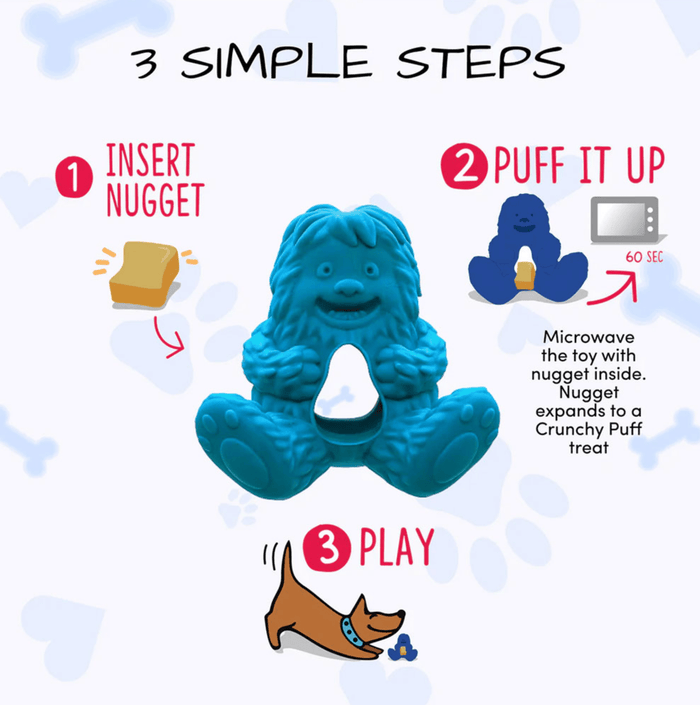 Yeti Dog Yak Cheese Chew Puff & Play Dog Chew Treat Dispenser: Hangry Yeti Blue or Pink - Glad Dogs Nation | ALL Profits Donated
