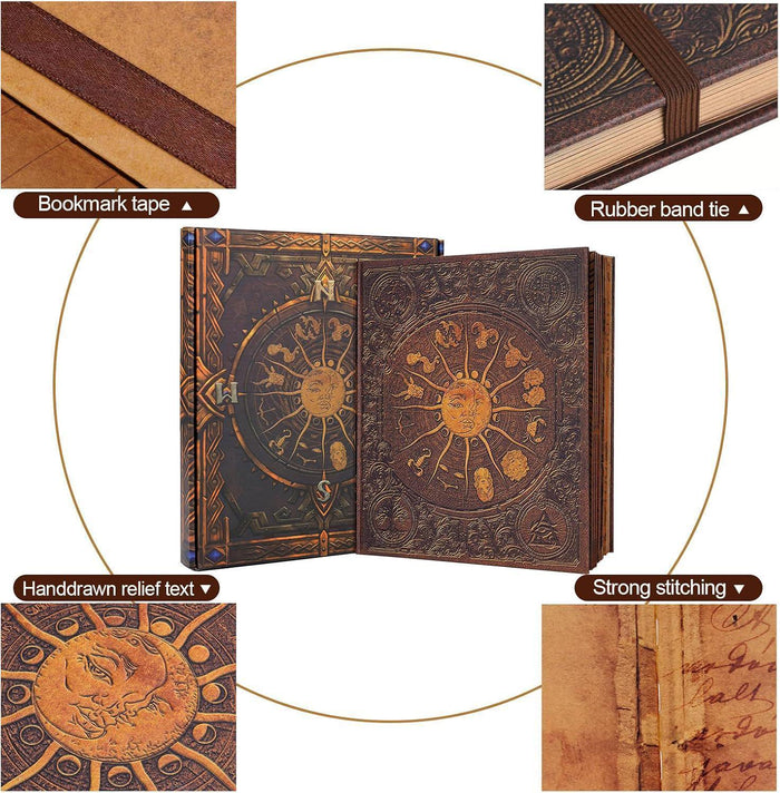 Zodiac scrapbook album with rubber band and bookmark tape detail for keeping pages